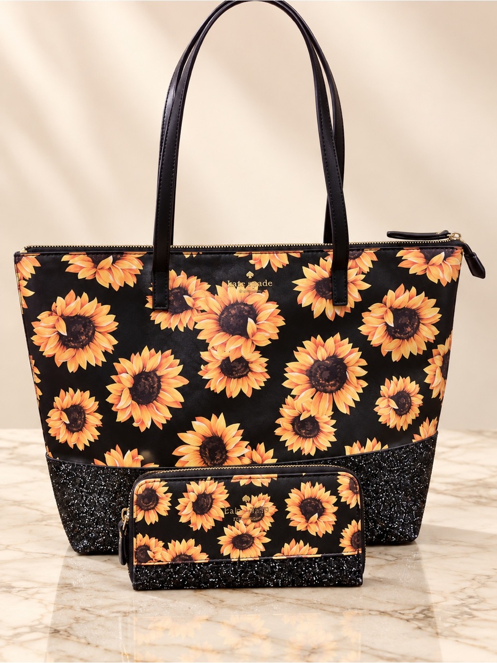 Kate Spade Sunflower Print Tote with Matching Wallet - 🌻 GUC